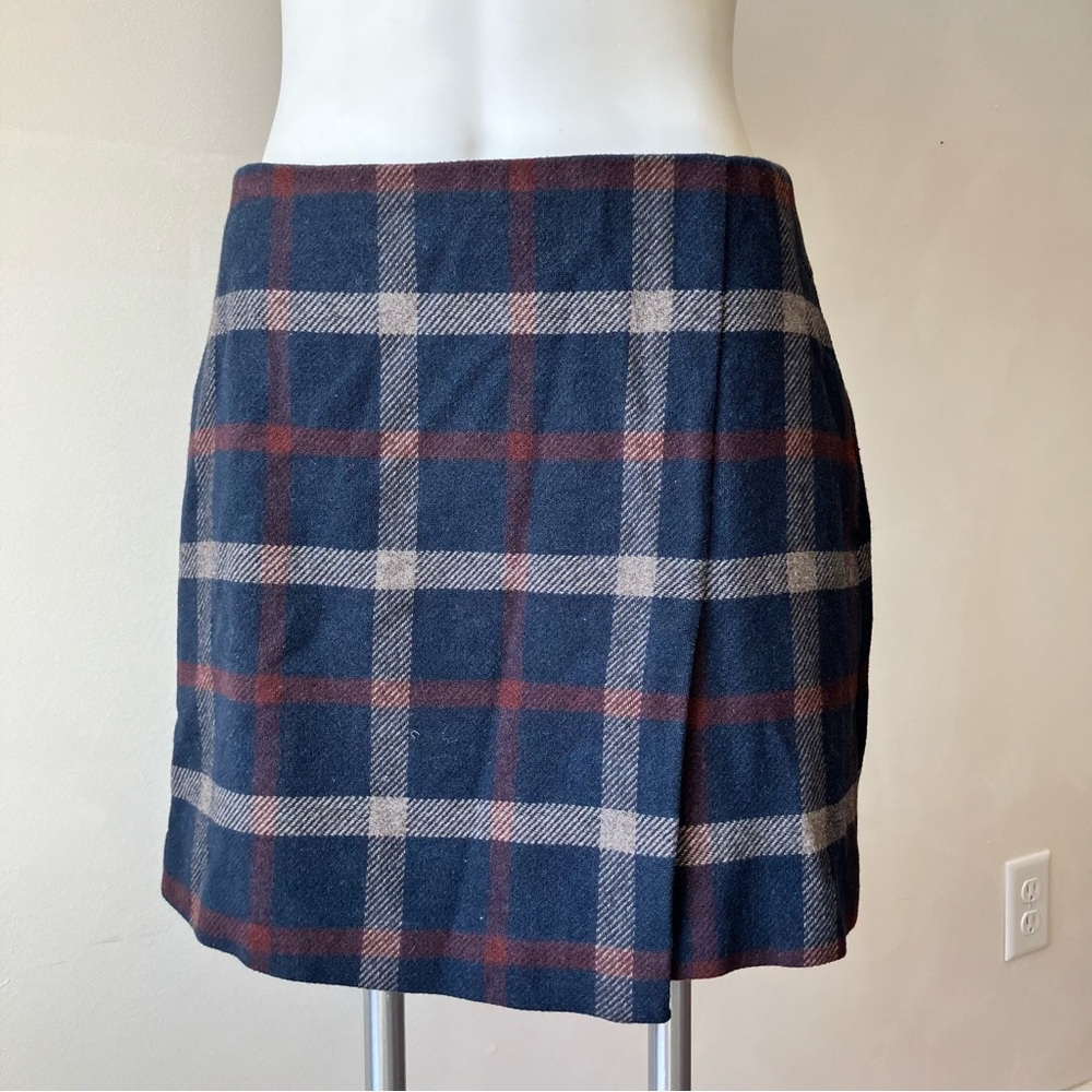 UNIQLO | Wool Blend Plaid Wrap Mini Skirt